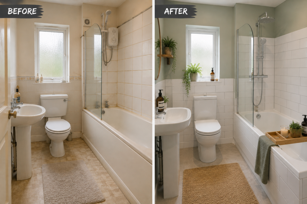 before and after bathroom upgrades renovation